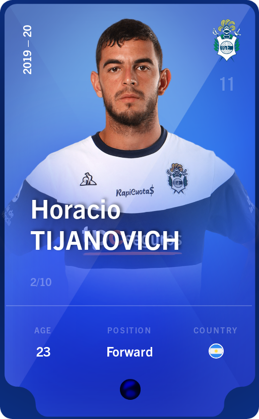 Sorare - Sorare Official - Horacio Tijanovich 2019-20 • Super Rare 2/10 - NFT # 39715042099080886212000542595410388543772326874999021639128359299532235939652