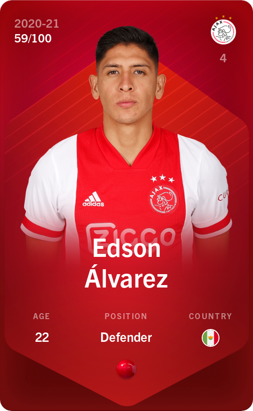 Sorare - Sorare Official - Edson Álvarez 2020-21 • Rare 59/100 - NFT # 92543337641005293261579563075372389262634463681133302926433749273099521367261
