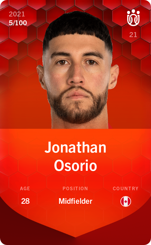 Sorare - Sorare Official - Jonathan Osorio 2021-22 • Rare 5/100 - NFT # 73641495215524487710582094062494213890994501708379336447917493593707589342210