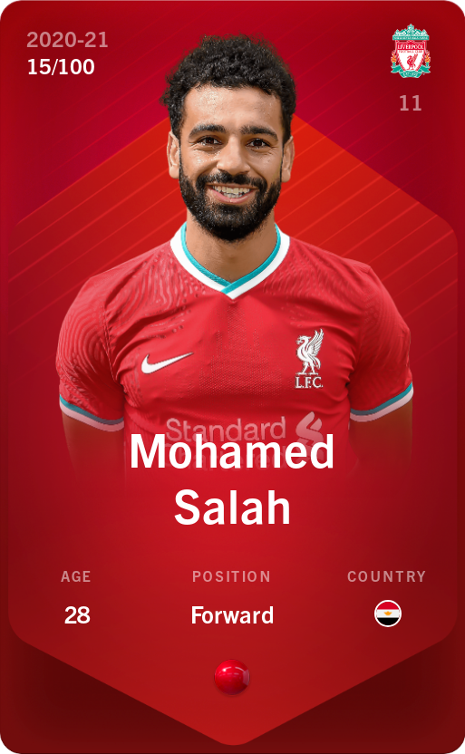 Sorare - Sorare Official - Mohamed Salah 2020-21 • Rare 15/100 - NFT # 57452043273816397874456732790629972728585111031134123044033932862153743428918