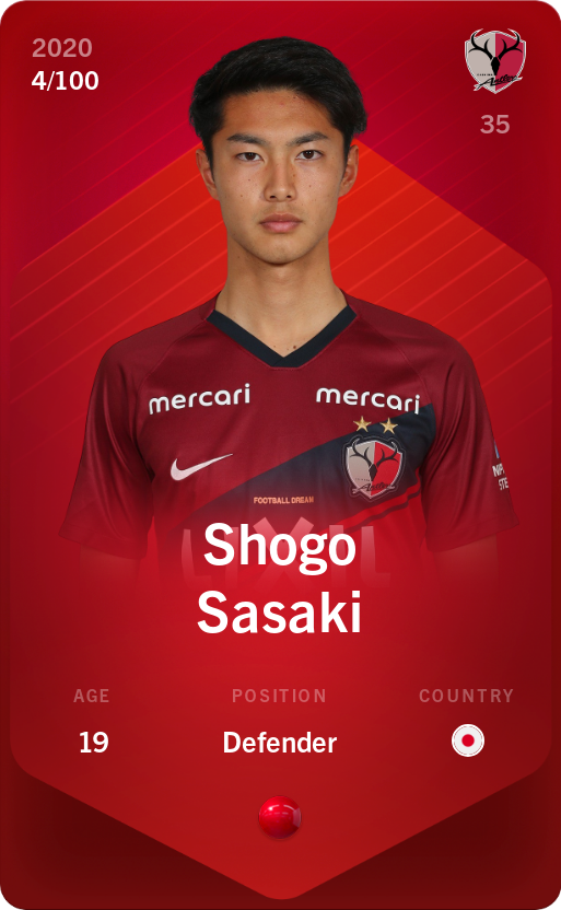Sorare - Sorare Official - Shogo Sasaki 2020-21 • Rare 4/100 - NFT # 103401461802775293873744493005280746916271113283327846978690852156022161949596