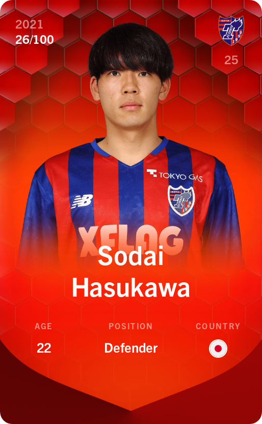 Sorare - Sorare Official - Sodai Hasukawa 2021-22 • Rare 26/100 - NFT # 44272701287470725515406874291508706698367430981853355555333251209661222085319
