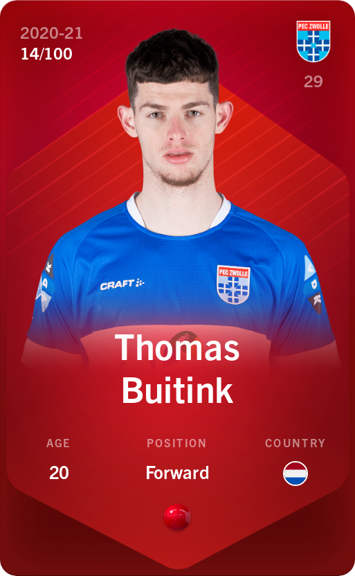 Sorare - Sorare Official - Thomas Buitink 2020-21 • Rare 14/100 - NFT # 27047537525572393555406343526134355681376598469727001131731452063013773893471