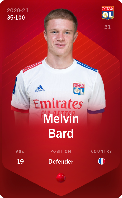 Sorare - Sorare Official - Melvin Bard 2020-21 • Rare 35/100 - NFT # 42838951105930895949250107845414371050918664803342843544377888054021459624126