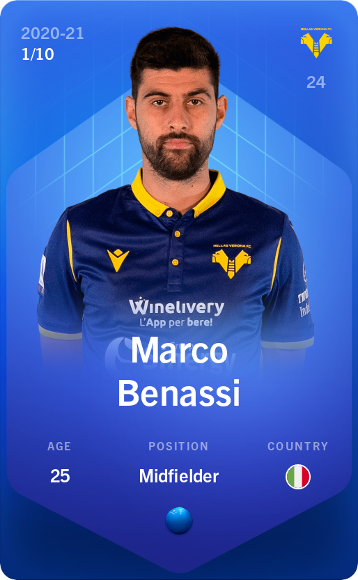 Sorare - Sorare Official - Marco Benassi 2020-21 • Super Rare 1/10 - NFT # 4235121822109513876087761121243009390136110370083249022851452372025108564816