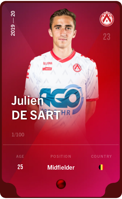 Sorare - Sorare Official - Julien De Sart 2019-20 • Rare 1/100 - NFT # 84806822573654704629607062076932859335784111819677641260254081222547384178565