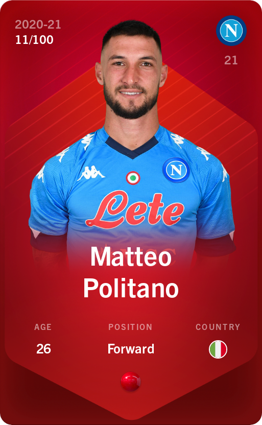 Sorare - Sorare Official - Matteo Politano 2020-21 • Rare 11/100 - NFT # 29427586650831531067026689904155246231083464015265915610586913017416174268128