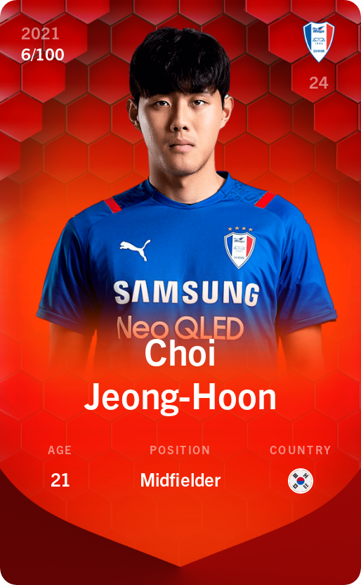 Sorare - Sorare Official - Choi Jeong-Hoon 2021-22 • Rare 6/100 - NFT # 81548759770365077968564613562423228003585566341552232959792204420549566760840