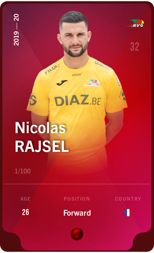 Sorare - Sorare Official - Nicolas Rajsel 2019-20 • Rare 1/100 - NFT # 19184858874204052269372141960998516233474948824907515233581405142383320031629