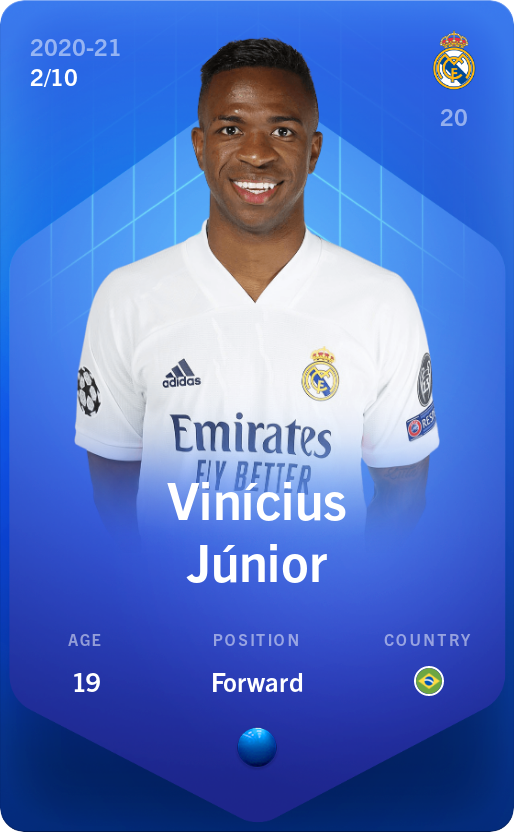 Sorare - Sorare Official - Vinícius Júnior 2020-21 • Super Rare 2/10 - NFT # 22745626429511844749854790384366214802002666793090542847087829642876788693079