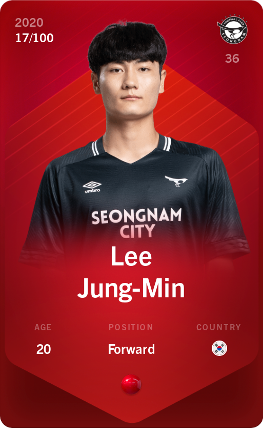 Sorare - Sorare Official - Lee Jung-Min 2020-21 • Rare 17/100 - NFT # 4083296148824387251724282170342930675264633222363351749597430114731209727049