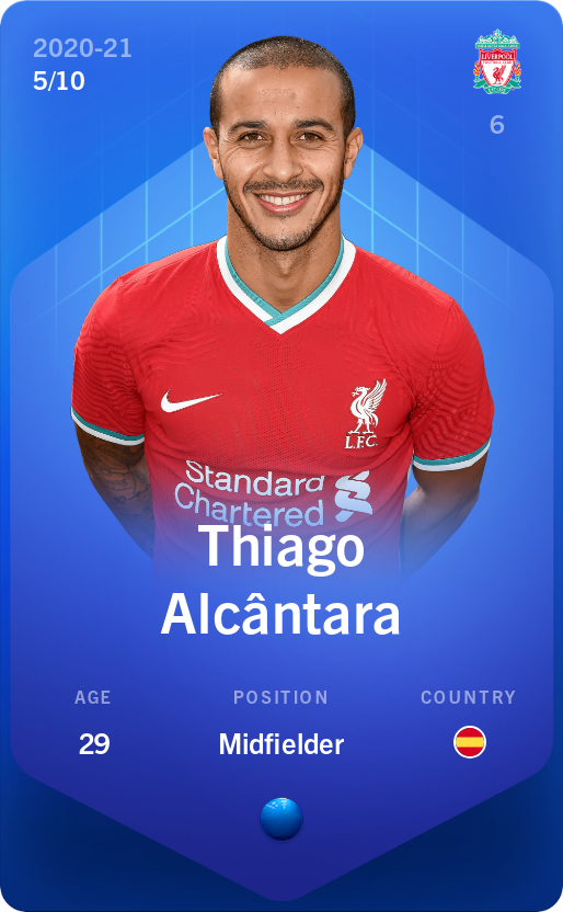 Sorare - Sorare Official - Thiago Alcântara 2020-21 • Super Rare 5/10 - NFT # 13627285325809097785172899902526865128308601971310757717134254638096477584384