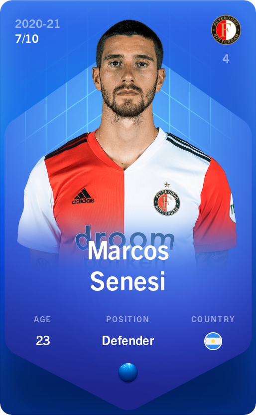 Sorare - Sorare Official - Marcos Senesi 2020-21 • Super Rare 7/10 - NFT # 14116316869457847640996409283670765554643364708708945961562528519416140815749