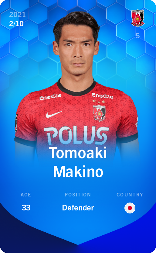 Sorare - Sorare Official - Tomoaki Makino 2021-22 • Super Rare 2/10 - NFT # 83965679034606734515953218596720553608931725656627284822246644714943504467132