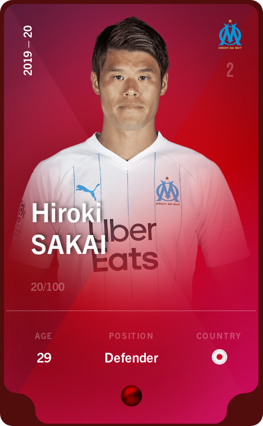 Sorare - Sorare Official - Hiroki Sakai 2019-20 • Rare 20/100 - NFT # 7223291488832019552199335692123710444663812139390567401179633068808729488429