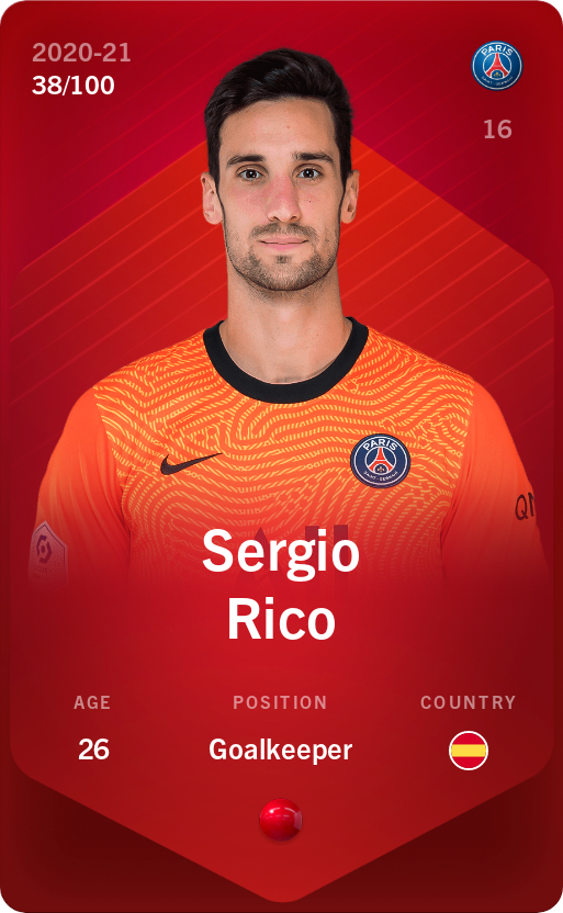 Sorare - Sorare Official - Sergio Rico 2020-21 • Rare 38/100 - NFT # 42177875445561994461597487305790432487710993406625644523927876896709190595594