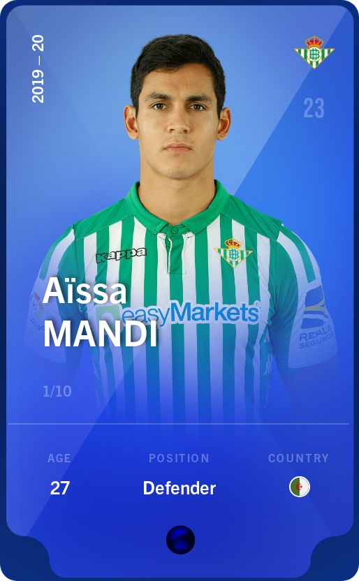 Sorare - Sorare Official - Aïssa Mandi 2019-20 • Super Rare 1/10 - NFT # 8251037762181772864363738372780324763743133731379406873466620845180188772852