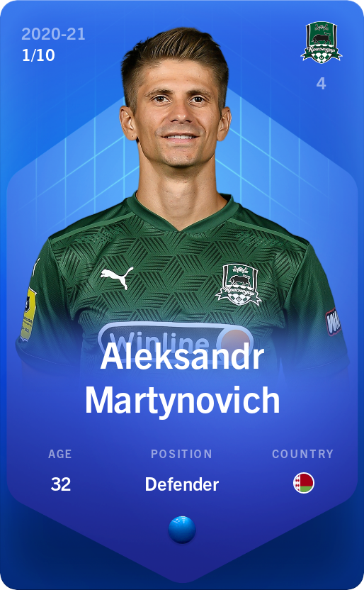 Sorare - Sorare Official - Aleksandr Martynovich 2020-21 • Super Rare 1/10 - NFT # 22994465294190532434720574710961490154019976486816482199771557523060513047858