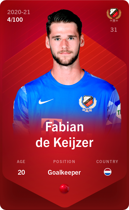 Sorare - Sorare Official - Fabian de Keijzer 2020-21 • Rare 4/100 - NFT # 92003347590149032776779590977637199591875395398829410145926329768738209071991