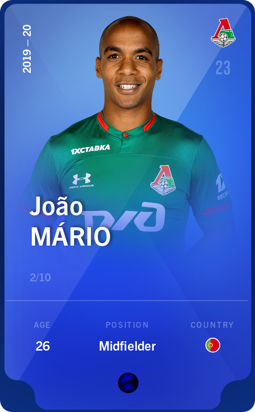 Sorare - Sorare Official - João Mário 2019-20 • Super Rare 2/10 - NFT # 87937121045777848528180611585003602388480060853069954094897970633094693680622
