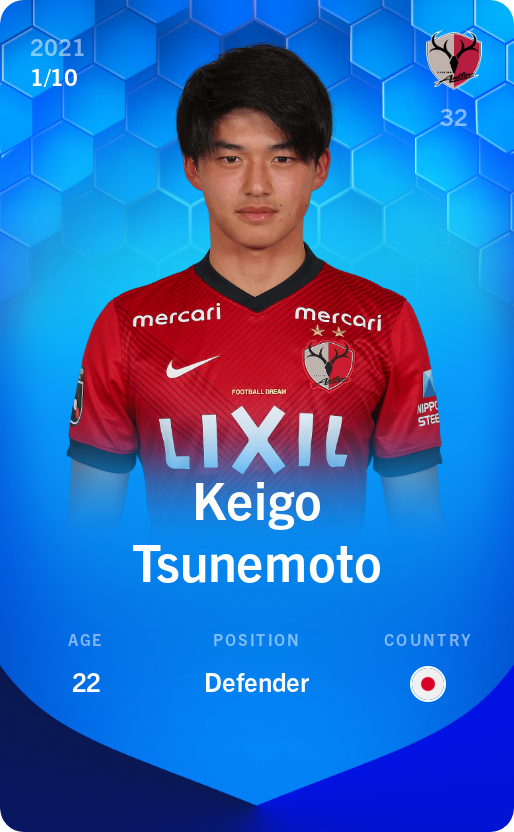 Sorare - Sorare Official - Keigo Tsunemoto 2021-22 • Super Rare 1/10 - NFT # 79792387250672726483692322378051248714050527720296702945778966208184970455297