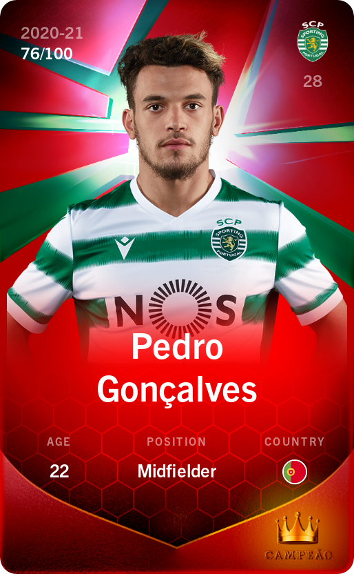 Sorare - Sorare Official - Pedro Gonçalves 2020-21 • Rare 76/100 - NFT # 19866242781160457479597516381011229827779941691919367259439923956313523137491