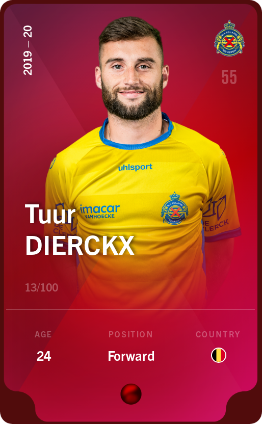 Sorare - Sorare Official - Tuur Dierckx 2019-20 • Rare 13/100 - NFT # 27530546878227418894270913265376499385151610371628230883256738400131261118890