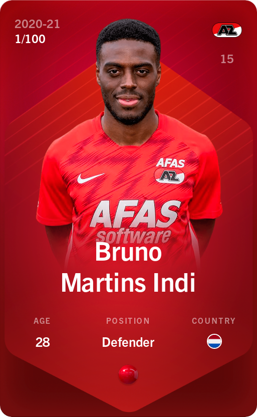 Sorare - Sorare Official - Bruno Martins Indi 2020-21 • Rare 1/100 - NFT # 70095995309212631696405468610862780790041905101179538877429887863510250252141