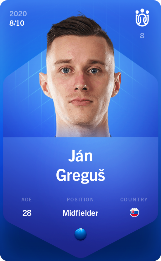 Sorare - Sorare Official - Ján Greguš 2020-21 • Super Rare 8/10 - NFT # 66490293965405646766330249229683962970464647296863896894977257619630354546650