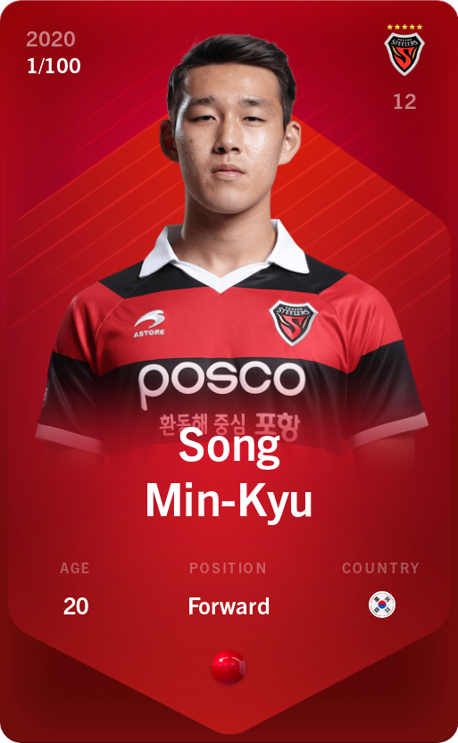 Sorare - Sorare Official - Song Min-Kyu 2020-21 • Rare 1/100 - NFT # 46931592282355450276504760769524420867465918360746515276433080667799335213258