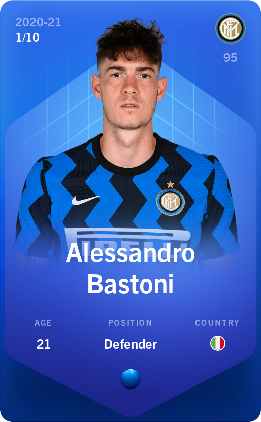 Sorare - Sorare Official - Alessandro Bastoni 2020-21 • Super Rare 1/10 - NFT # 102932035810697362862616771546458012007065012301095907796517144241584471599878