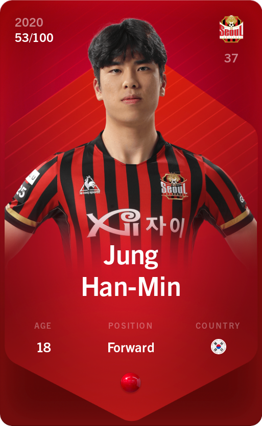 Sorare - Sorare Official - Jung Han-Min 2020-21 • Rare 53/100 - NFT # 111095029314315393237097073271800096904459124900420810026794342718844022878171