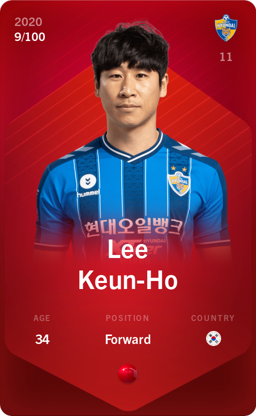 Sorare - Sorare Official - Lee Keun-Ho 2020-21 • Rare 9/100 - NFT # 58446871663107731659131175595108485570141799254413115789318114455242550134203