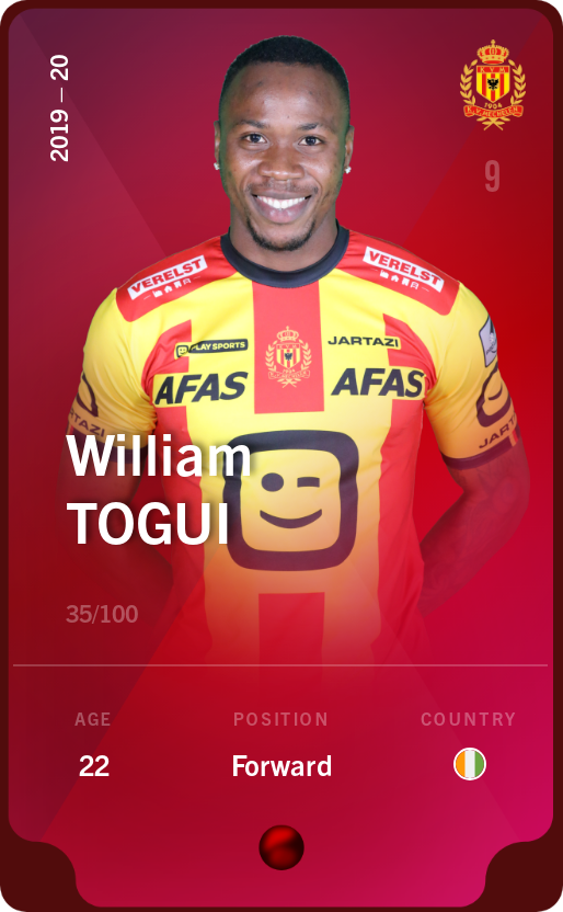 Sorare - Sorare Official - William Togui 2019-20 • Rare 35/100 - NFT # 16837726592056769251442142147498195534883101577388275485093883008096125642136