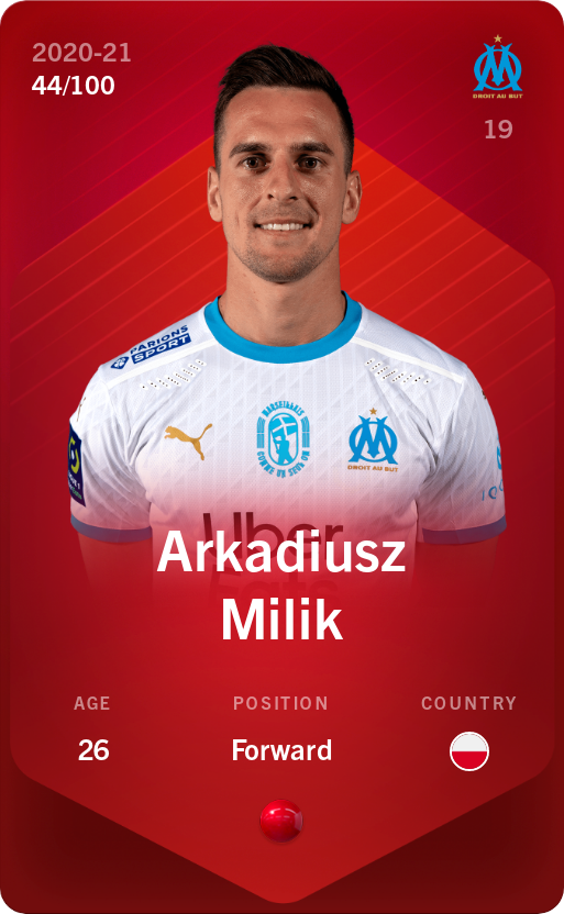 Sorare - Sorare Official - Arkadiusz Milik 2020-21 • Rare 44/100 - NFT # 99802149306230256682728730368906588940458518126489802468463246963990538357339