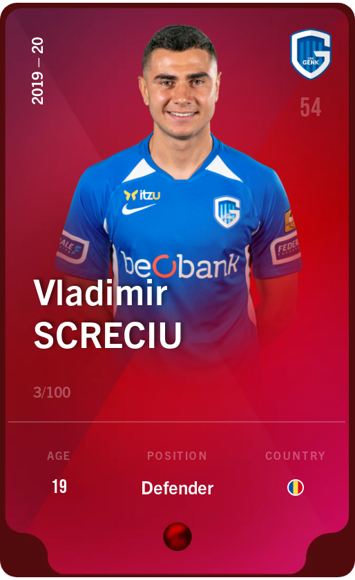 Sorare - Sorare Official - Vladimir Screciu 2019-20 • Rare 3/100 - NFT # 66298280690640720992262164423831913792605661849311644659309708585967764282028