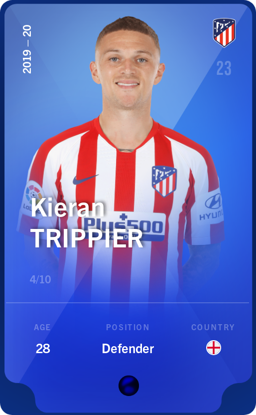 Sorare - Sorare Official - Kieran Trippier 2019-20 • Super Rare 4/10 - NFT # 104155841168395105531981663502769231936836019725289791148467212258906044470436