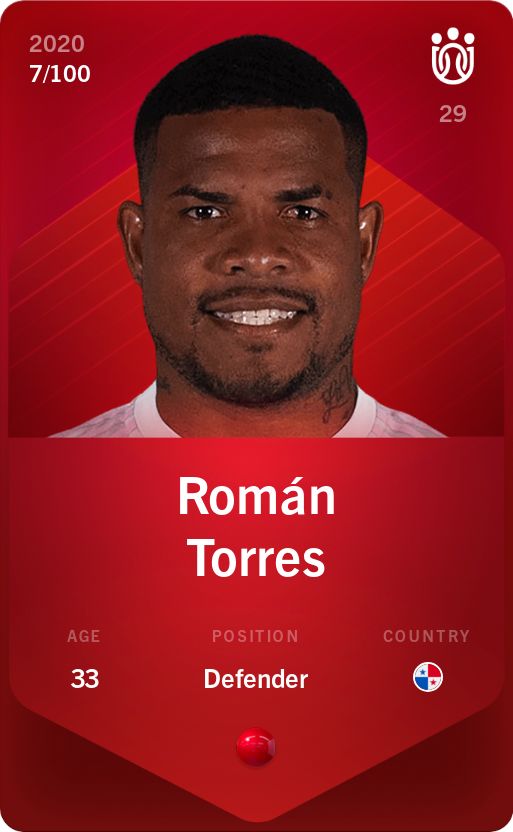 Sorare - Sorare Official - Román Torres 2020-21 • Rare 7/100 - NFT # 11034591033498505846395179313153373550284890849439484524876363500943406833874