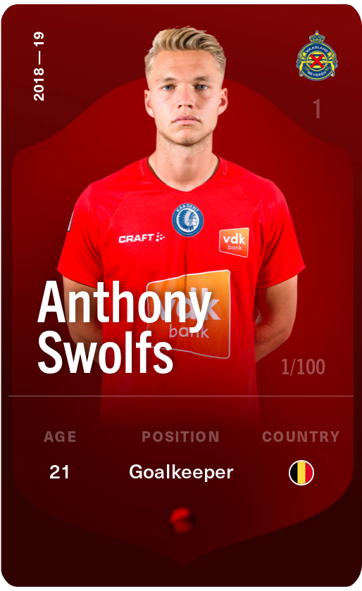 Sorare - Sorare Official - Anthony Swolfs 2018-19 • Rare 1/100 - NFT # 99191536349423933204526884968888976335956477146355736272325770571086388927010