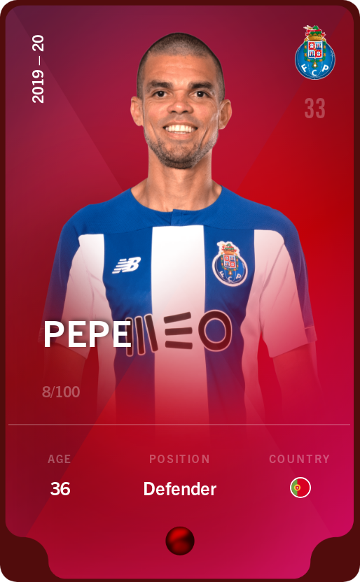 Sorare - Sorare Official - Pepe 2019-20 • Rare 8/100 - NFT # 51001568929679156433316038161572193941580367487597121319136689670442895331167