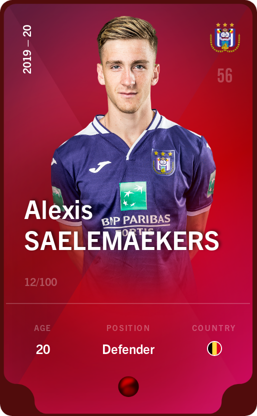 Sorare - Sorare Official - Alexis Saelemaekers 2019-20 • Rare 12/100 - NFT # 97968011593789695196129649588460286123163010434614741399699386930937015172823