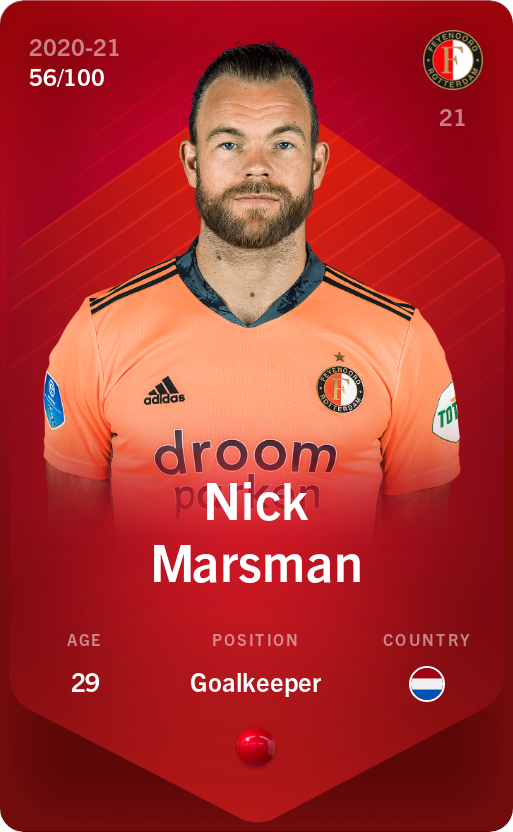 Sorare - Sorare Official - Nick Marsman 2020-21 • Rare 56/100 - NFT # 34242889853132191438881049009720439608753292199408185827707244038582359362785