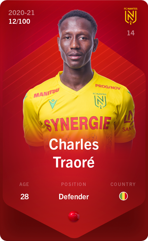 Sorare - Sorare Official - Charles Traoré 2020-21 • Rare 12/100 - NFT # 54310651511290389121909286210641386742769838850278705371242855327878845157766