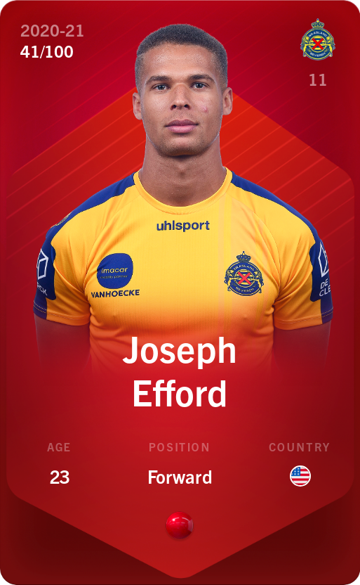 Sorare - Sorare Official - Joseph Efford 2020-21 • Rare 41/100 - NFT # 24804769524698456141028160811740998076140375631943023498782021468256310503455