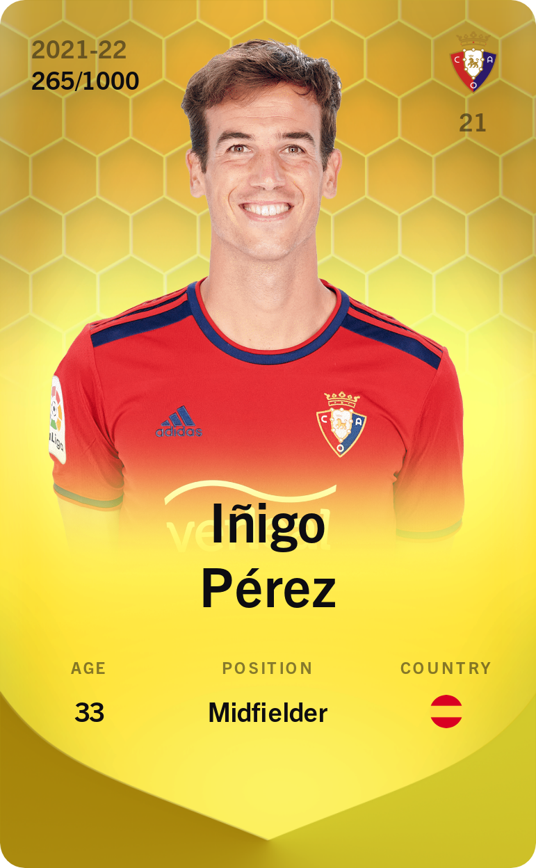 Sorare - Sorare Official - Iñigo Pérez 2021-22 • Limited 265/1000 - NFT # 67344082585674155488475839364653196852096427216951160261493581771171456390819