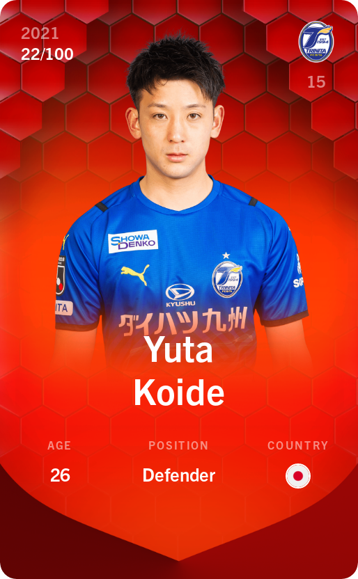 Sorare - Sorare Official - Yuta Koide 2021-22 • Rare 22/100 - NFT # 104174032652699199669418276660396249741386600863766546724187377636236392304352