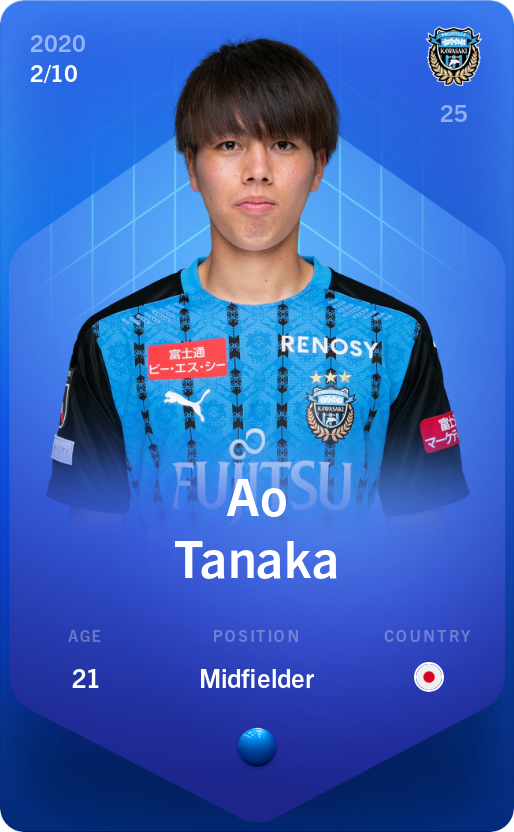 Sorare - Sorare Official - Ao Tanaka 2020-21 • Super Rare 2/10 - NFT # 92713443856994728455303821079249603171695349532835159969394799951658459795673