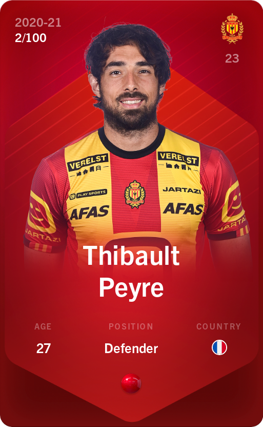 Sorare - Sorare Official - Thibault Peyre 2020-21 • Rare 2/100 - NFT # 44545432971956547940708927831503944793326891985237423354236491861658682614103