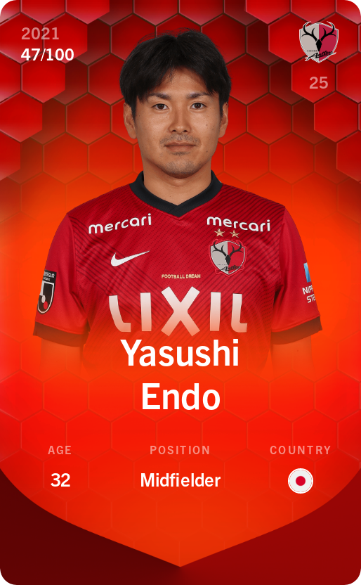 Sorare - Sorare Official - Yasushi Endo 2021-22 • Rare 47/100 - NFT # 3205815925820141722848895145789590562541144639202617988453523284161275525702