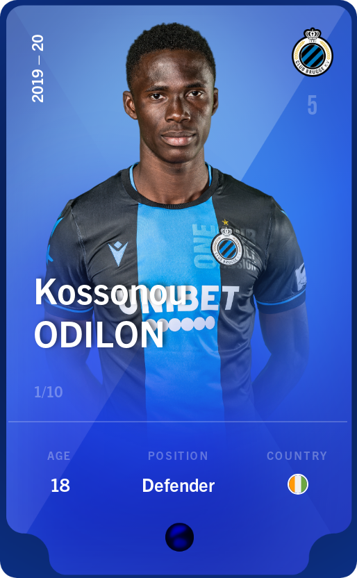 Sorare - Sorare Official - Kossonou Odilon 2019-20 • Super Rare 1/10 - NFT # 93618762735168913097447952029113722086723720092811710679257749681223140313732